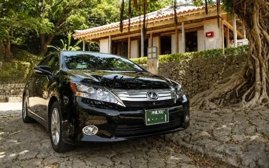 Black Toyota/Lexus luxury sedan with a private driver for transport hire in Japan